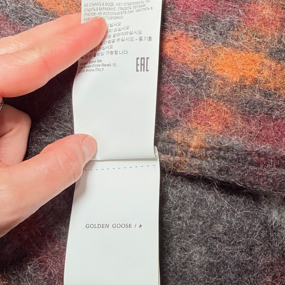 Golden Goose Alpaca Mohair Plaid Wrap Shawl Cape One Size Quiet Luxury Italy - Picture 10 of 12